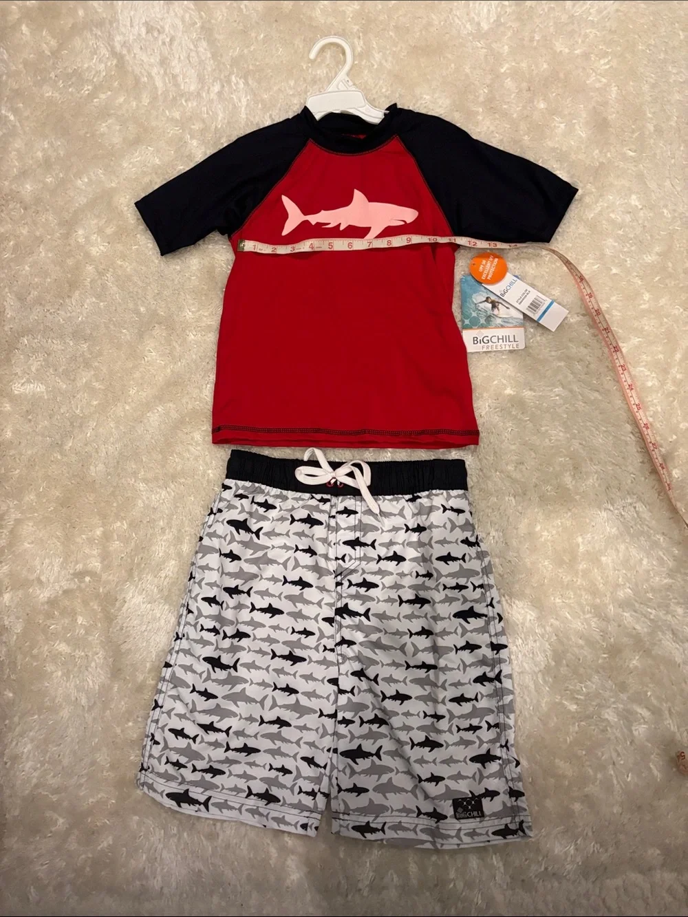 Big Chill Red & Black Shark Rashguard Swim Set - Picture 2 of 5